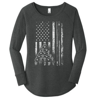 Billiard Game Usa American Flag Pool Player Sports Lover Women's Perfect Tri Tunic Long Sleeve Shirt