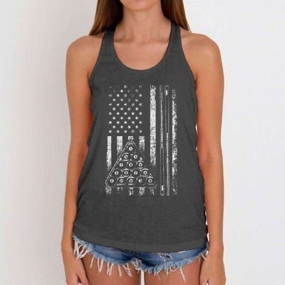 Billiard Game Usa American Flag Pool Player Sports Lover Women's Knotted Racerback Tank