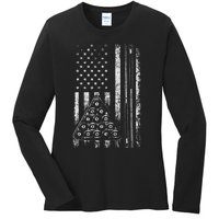 Billiard Game Usa American Flag Pool Player Sports Lover Ladies Long Sleeve Shirt