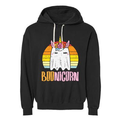 Boonicorn Ghost Unicorn Boo Retro Halloween Gift Garment-Dyed Fleece Hoodie