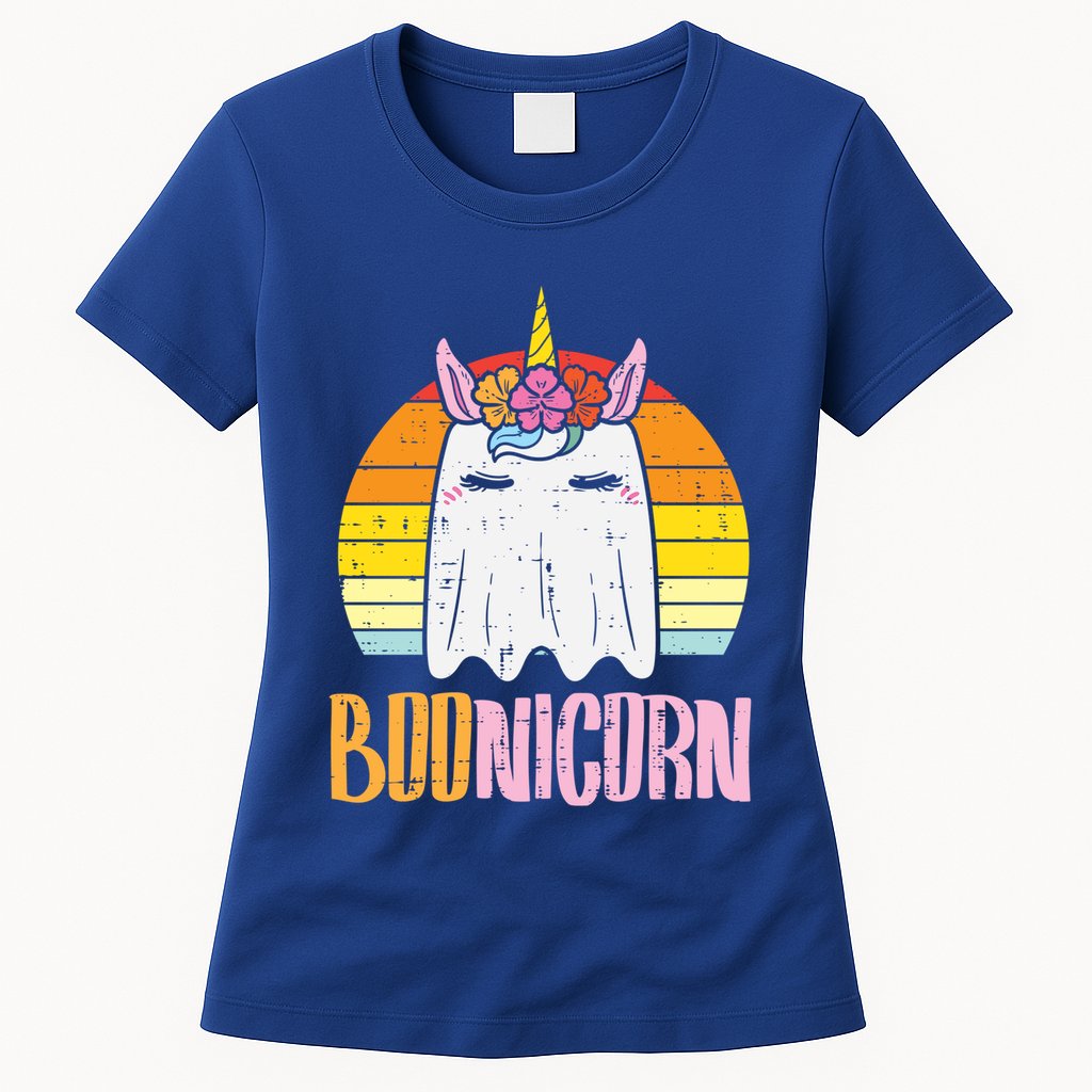 Boonicorn Ghost Unicorn Boo Retro Halloween Gift Womens T-Shirt