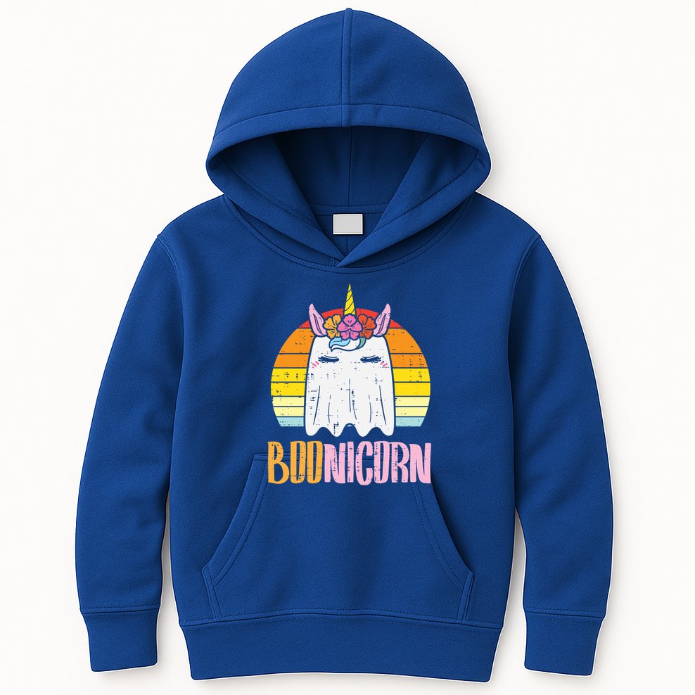 Boonicorn Ghost Unicorn Boo Retro Halloween Gift Kids Hoodie