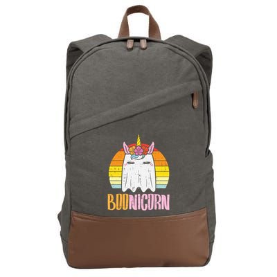 Boonicorn Ghost Unicorn Boo Retro Halloween Gift Cotton Canvas Backpack