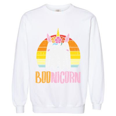 Boonicorn Ghost Unicorn Boo Retro Halloween Gift Garment-Dyed Sweatshirt