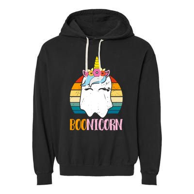 Boonicorn Ghost Unicorn Boo Retro Halloween Gift Garment-Dyed Fleece Hoodie