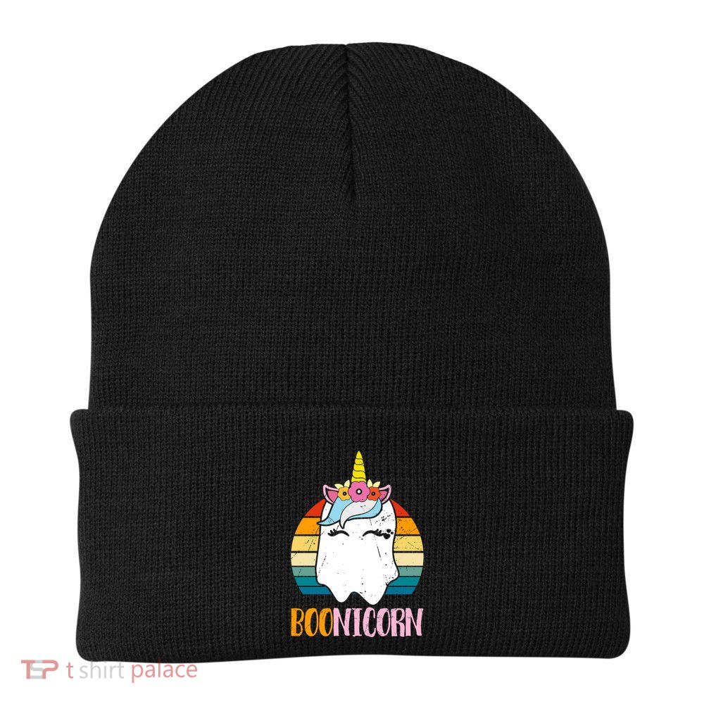 Boonicorn Ghost Unicorn Boo Retro Halloween Gift Beanie