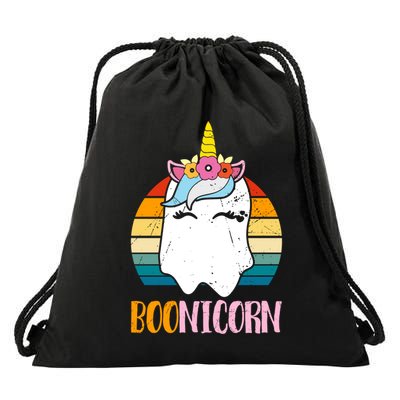 Boonicorn Ghost Unicorn Boo Retro Halloween Gift Drawstring Bag