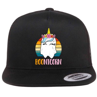 Boonicorn Ghost Unicorn Boo Retro Halloween Gift Flatbill Hat