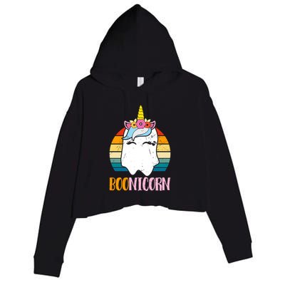 Boonicorn Ghost Unicorn Boo Retro Halloween Gift Crop Fleece Hoodie