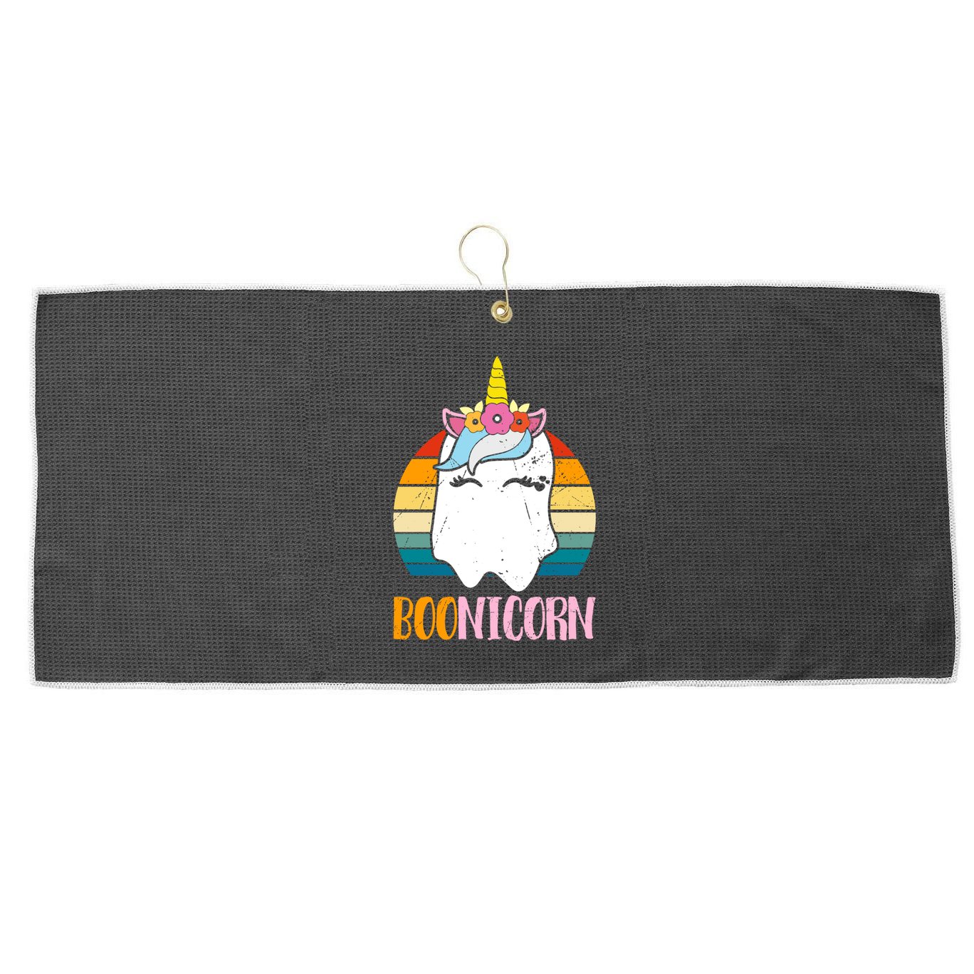 Boonicorn Ghost Unicorn Boo Retro Halloween Gift Large Microfiber Waffle Golf Towel