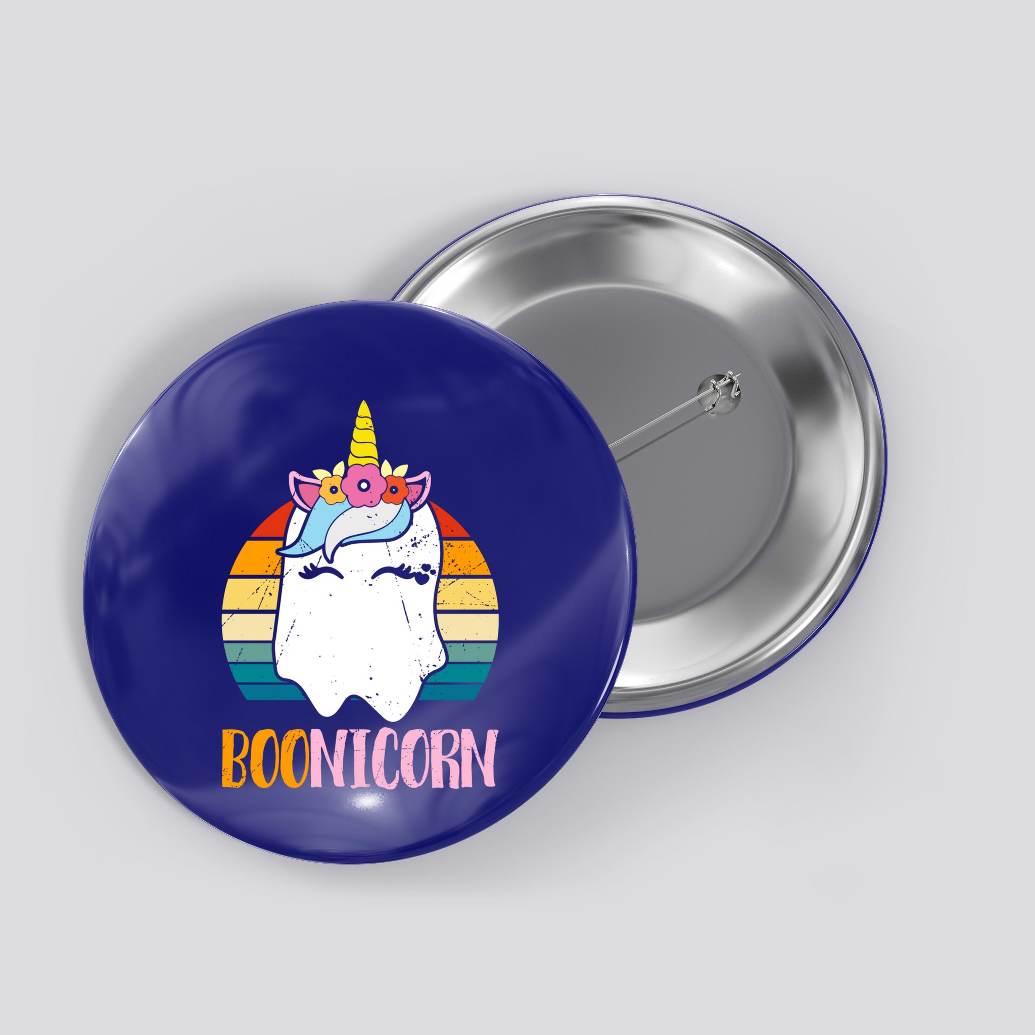 Boonicorn Ghost Unicorn Boo Retro Halloween Gift Button