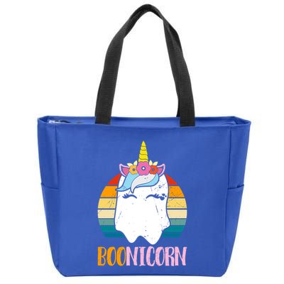 Boonicorn Ghost Unicorn Boo Retro Halloween Gift Zip Tote Bag