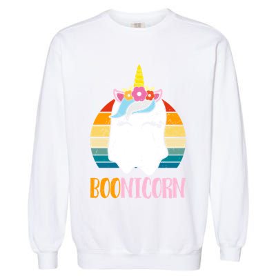 Boonicorn Ghost Unicorn Boo Retro Halloween Gift Garment-Dyed Sweatshirt