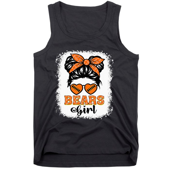 Bears Girl Vintage Messy Bun Sports Fan Team Spirit Tank Top