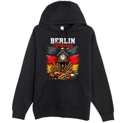 Berlin Germany Vacation Travel Souvenir German Flag Premium Pullover Hoodie