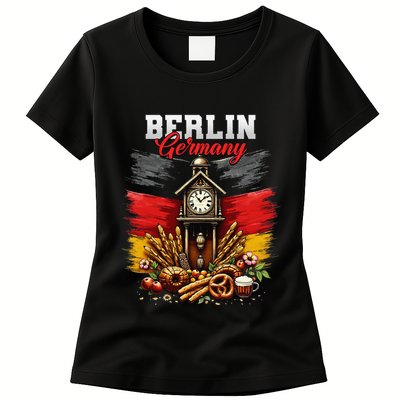 Berlin Germany Vacation Travel Souvenir German Flag Womens T-Shirt