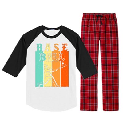 Baseball Game Vintage Retro Baseball Gift Raglan Sleeve Pajama Set