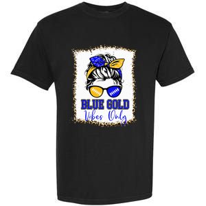 Blue Gold Vibes Only Football Women Leopard Football Garment-Dyed Heavyweight T-Shirt