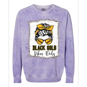 Black Gold Vibes Only Football Women Leopard Football Colorblast Crewneck Sweatshirt