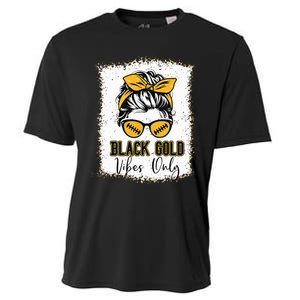 Black Gold Vibes Only Football Women Leopard Football Cooling Performance Crew T-Shirt