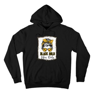 Black Gold Vibes Only Football Women Leopard Football Hoodie