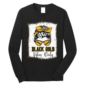 Black Gold Vibes Only Football Women Leopard Football Long Sleeve Shirt