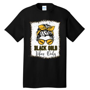 Black Gold Vibes Only Football Women Leopard Football Tall T-Shirt