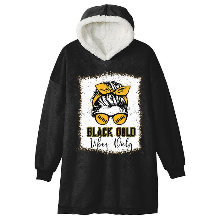 Black Gold Vibes Only Football Women Leopard Football Hooded Wearable Blanket