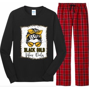 Black Gold Vibes Only Football Women Leopard Football Long Sleeve Pajama Set