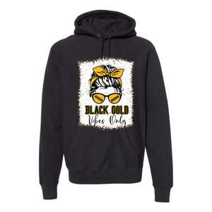 Black Gold Vibes Only Football Women Leopard Football Premium Hoodie