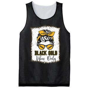 Black Gold Vibes Only Football Women Leopard Football Mesh Reversible Basketball Jersey Tank