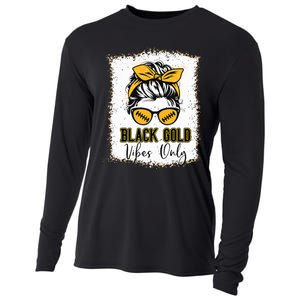 Black Gold Vibes Only Football Women Leopard Football Cooling Performance Long Sleeve Crew