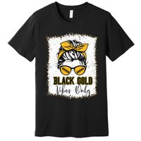 Black Gold Vibes Only Football Women Leopard Football Premium T-Shirt