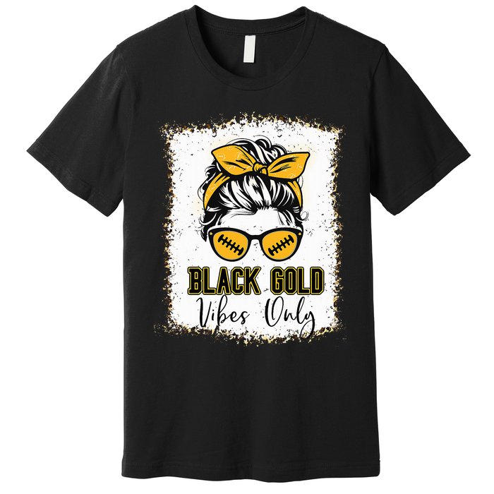 Black Gold Vibes Only Football Women Leopard Football Premium T-Shirt