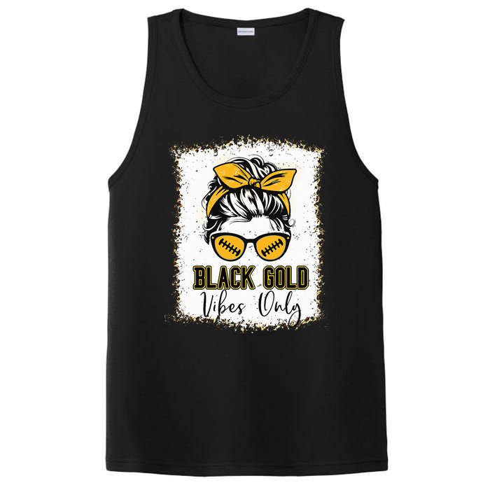 Black Gold Vibes Only Football Women Leopard Football PosiCharge Competitor Tank