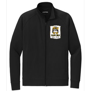 Black Gold Vibes Only Football Women Leopard Football Stretch Full-Zip Cadet Jacket