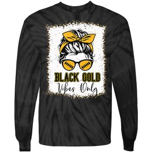 Black Gold Vibes Only Football Women Leopard Football Tie-Dye Long Sleeve Shirt