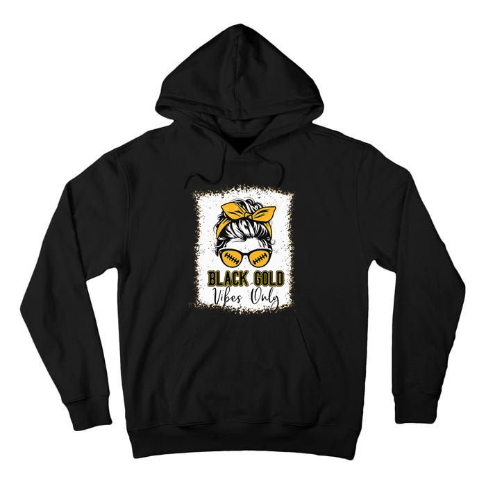 Black Gold Vibes Only Football Women Leopard Football Tall Hoodie