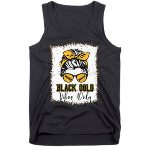 Black Gold Vibes Only Football Women Leopard Football Tank Top