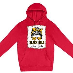 Black Gold Vibes Only Football Women Leopard Football Premium Pullover Hoodie