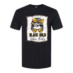 Black Gold Vibes Only Football Women Leopard Football Softstyle CVC T-Shirt