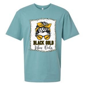 Black Gold Vibes Only Football Women Leopard Football Sueded Cloud Jersey T-Shirt