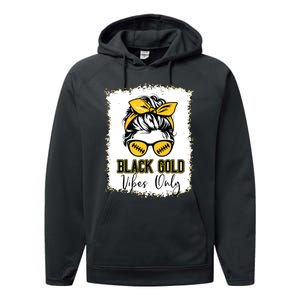 Black Gold Vibes Only Football Women Leopard Football Performance Fleece Hoodie