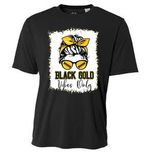 Black Gold Vibes Only Football Women Leopard Football Cooling Performance Crew T-Shirt