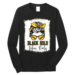 Black Gold Vibes Only Football Women Leopard Football Long Sleeve Shirt