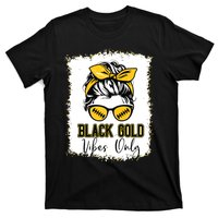 Black Gold Vibes Only Football Women Leopard Football T-Shirt