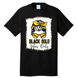 Black Gold Vibes Only Football Women Leopard Football Tall T-Shirt