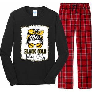 Black Gold Vibes Only Football Women Leopard Football Long Sleeve Pajama Set