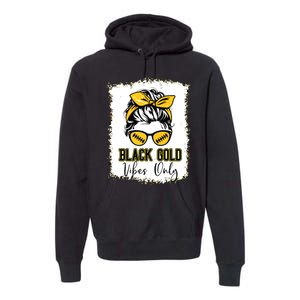 Black Gold Vibes Only Football Women Leopard Football Premium Hoodie