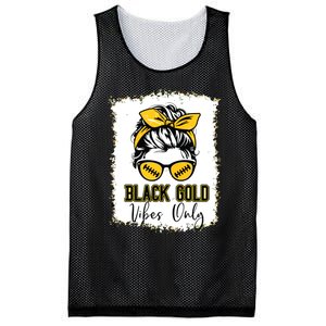 Black Gold Vibes Only Football Women Leopard Football Mesh Reversible Basketball Jersey Tank